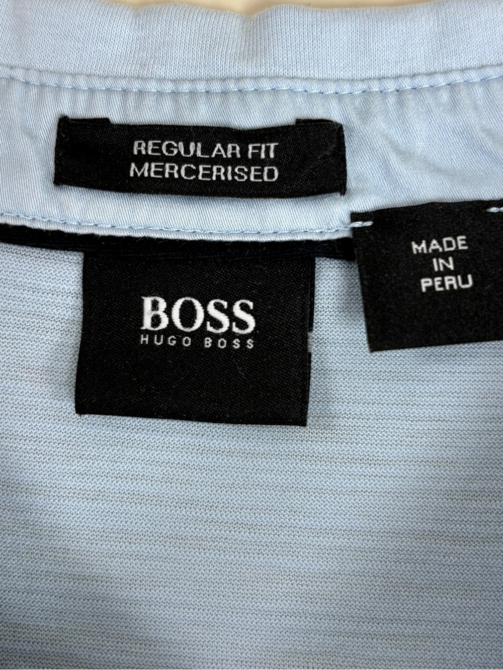 BOSS Light Blue Polo with Black Logo Label
